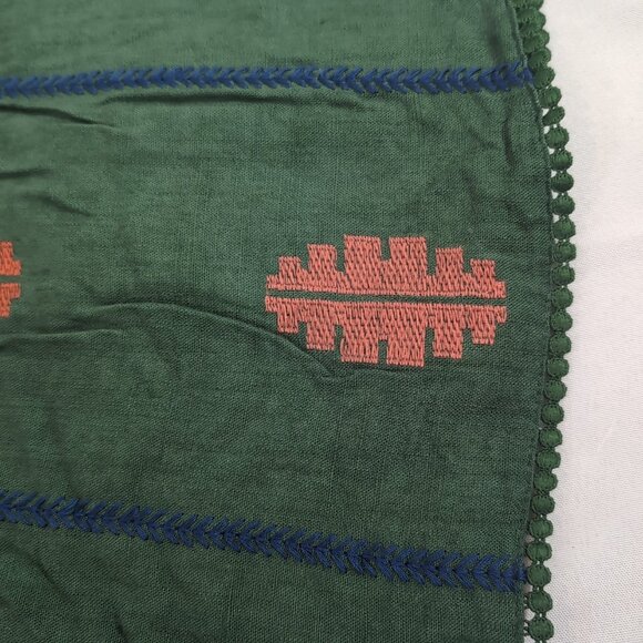 Zara Green Embroidered Leaves Skirt Linen Blend Womens L Large Long Maxi - Picture 15 of 15